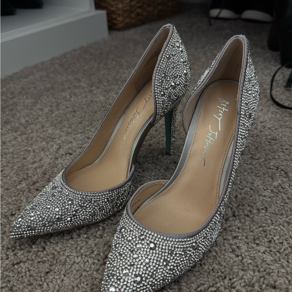 Betsey Johnson Glittering Silver Heels